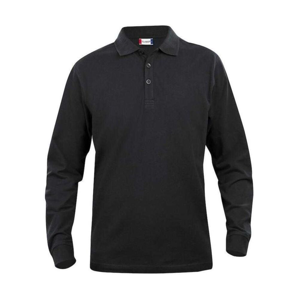 Clique Mens Classic Lincoln Long-Sleeved Polo Shirt / Black